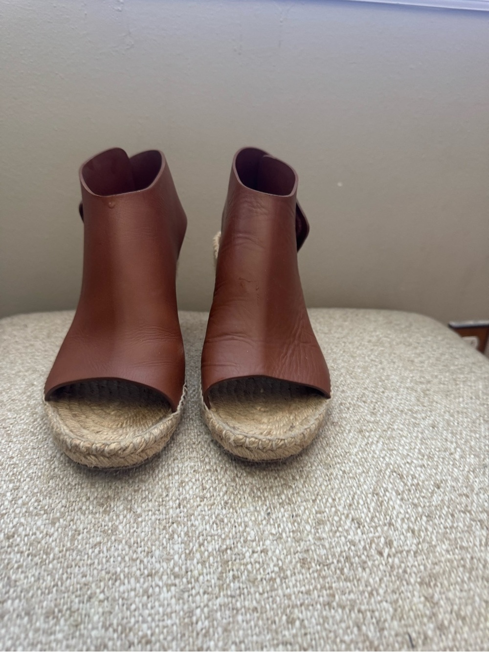 Celine Women's Brown Open-Toe Espadrille Wedge Sandals